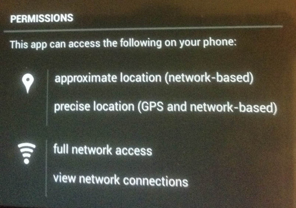 App permissions for geolocation