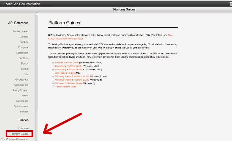 Pointing to actual guides in PhoneGap's documentation